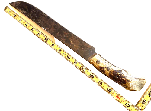 Vintage 1890's PRIMITIVE OLD FILE HANDMADE Brand ~STAGG HANDLE 17" HUNTING KNIFE - Picture 3 of 9