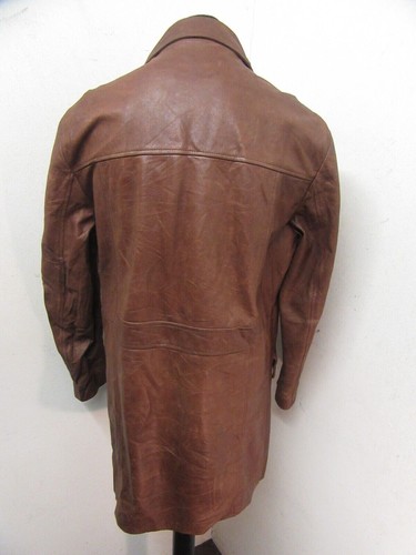 VINTAGE SCHOTT LEATHER TRENCH COAT BLAZER JACKET SIZE L - Picture 14 of 21