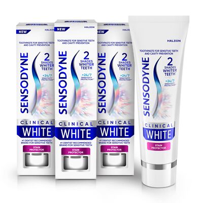 Sensodyne Clinical White Toothpaste Pack Of 3 34 Oz Stain Protector For Sensi...