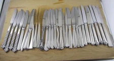  Mixed Lot 30 Stainless Dinner Knives Solid Handle For Crafts Flatware Silverwae