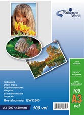 EtikettenWorld BV Fotopapier A3 260g/qm High Glossy und wasserfest