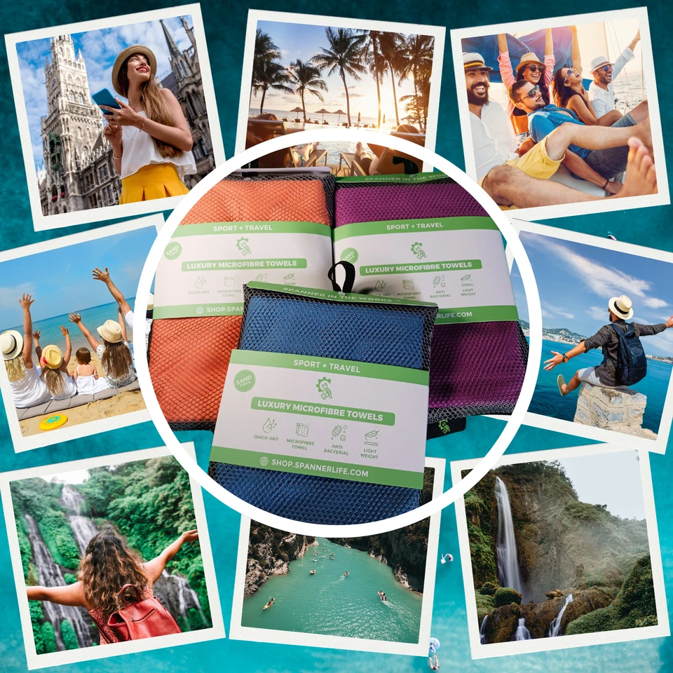 Asciugamano da viaggio e sport - Microfibra leggera asciugatura rapida spiaggia o sport regalo - Immagine 2 di 4