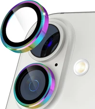 For iPhone 17 Pro Max/16E/16/16+ Tempered Glass Camera Lens Protector Metal Ring