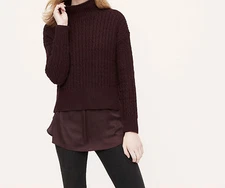 Ann Taylor LOFT Mock Neck Cable Sweater Pullover Size S, M, L, XL Various Colors