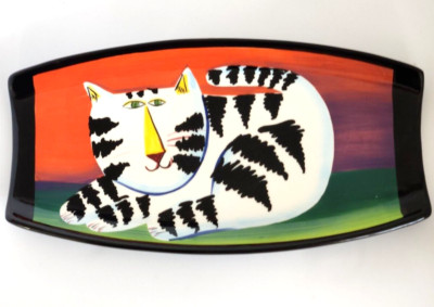 Cat tray Naylor Designs hand painted pre-owned excellent condition