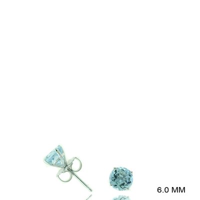 1.80 TCW Natural Round Cut Aquamarine 14K White Gold Earrings