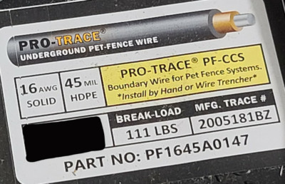 Pro Trace #16awg PF-CCS PE45 Solid Copper Clad Steel Pet Fence Wire Black /100ft