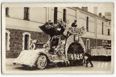 1920 Rose Parade car float, flowers, Pasadena, real photo postcard RPPC history