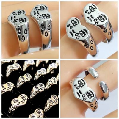 30pcs Crying Face Adjustable Ring Women Tears Open Rings Creative Design Jewely