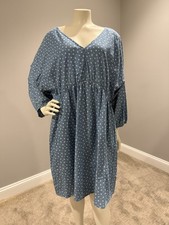 Suzanne Betro Dress Cottage Floral Blue V-Neck Empire-Waist Pockets Size XL
