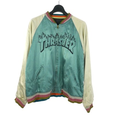Shantii Thrasher Reversible Satin Sukajan Jacket Talon Zip Logo M 