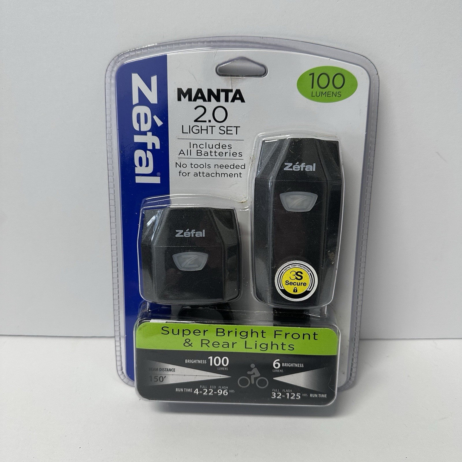 Zefal Manta 2.0 LED Front & Rear Bike Lights Set Super Bright 100 Lumens New