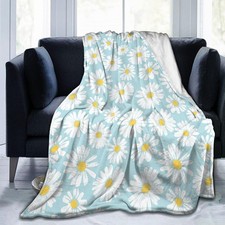 Blue Daisy Cute Blanket Soft Lightweight Comfortable Premium Flannel Bed Warm...