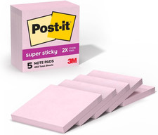 Post-it Super Sticky Notes 3x3 Inch Pink 5 Pads 450 Sheets Total