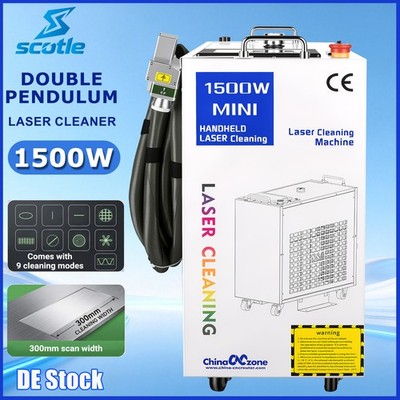  【AT DE】Dual Pendulum 1500W Fiber Laser Cleaning Machine Metal Cleaner 220V EU
