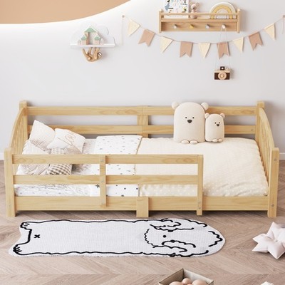Floor bed with Flat noodles, safety barrier, fence, no door