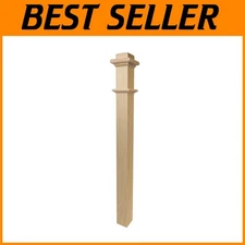 Unique Grain 48" Wood Box Newel - Quality Red Oak Minimalist Staircase Design