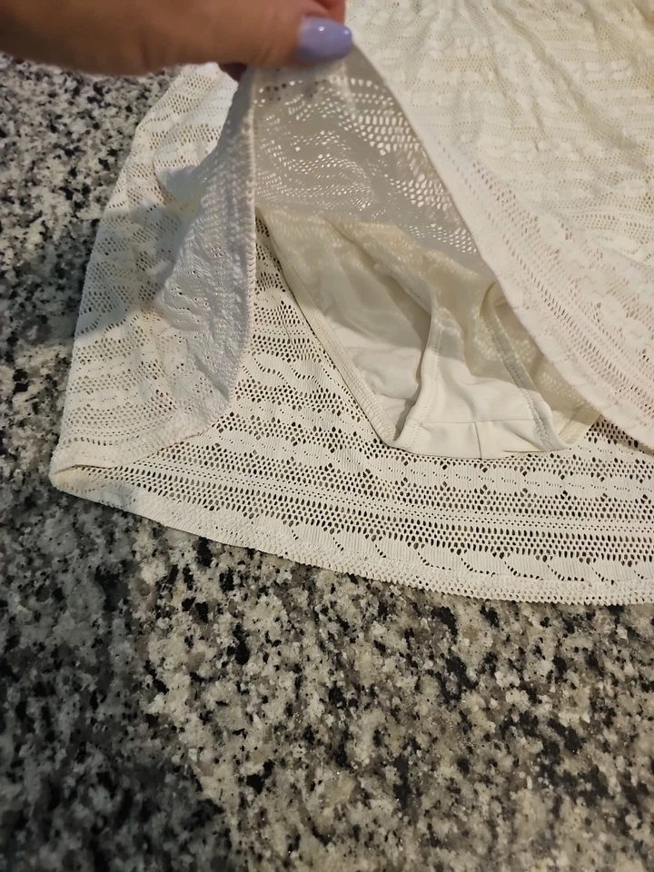 NWOT Nautica Crochet Swimsuit Swimdress White Cream Women Size 14 bandeau - Image 2 of 4