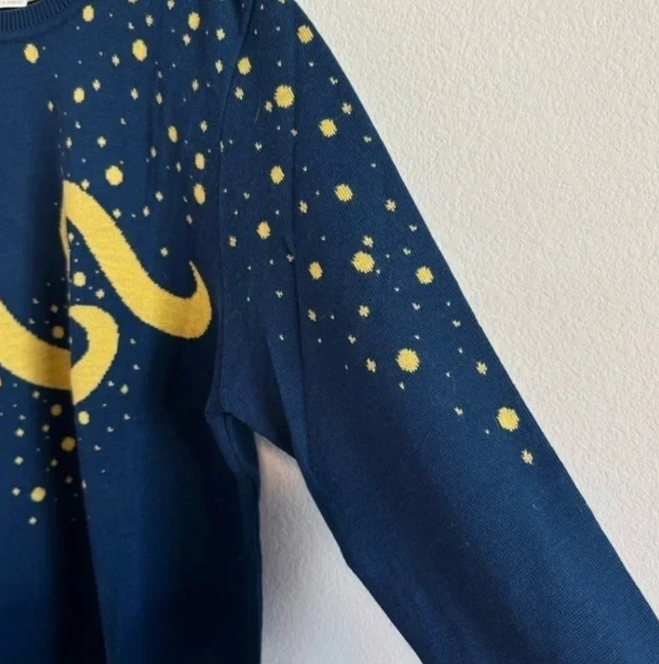 复古 Mondi 女式复古海军蓝和金色羊毛毛衣 42 码 — 第 4/4 张图片