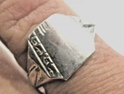STERLING SILVER  VINTAGE OLD LIGHTWEIGHT RECTANGULAR SIGNET RING SIZE  S 1/2