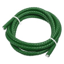6mm Round Braided Leather Cord for Crafts Jewelry Making, Dark Green 1.1Yards