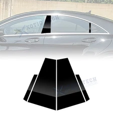Black Window Pillar Post Door Trim Piano Cover Kit For Mercedes Benz CLS 2012-16