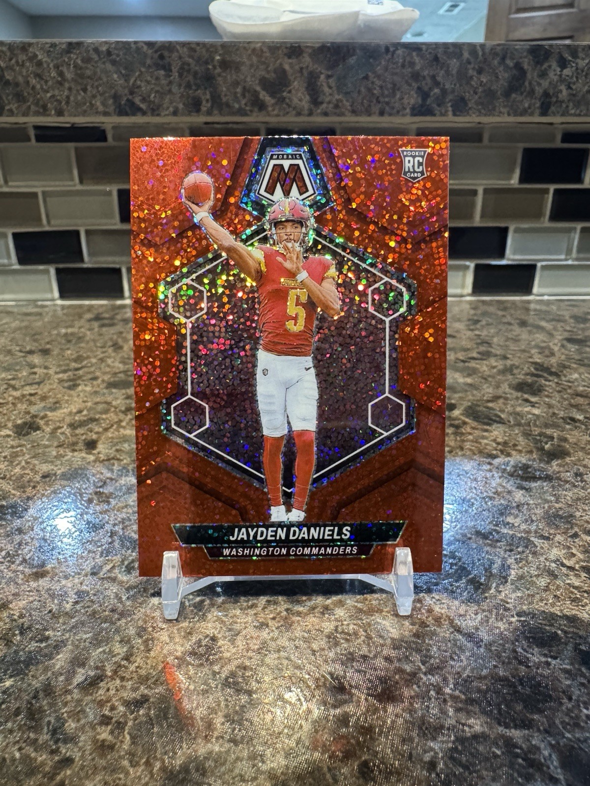 2024 Panini Mosaic - Rookies Jayden Daniels #302 Red Sparkle Prizm (RC)