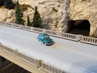 N scale Volkswagen bug *finished* N gauge model train detail auto car green — photo 4