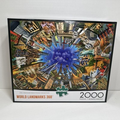 2000 Pc. Puzzle World Landmarks 360 by Adrian Chesterman Brand New Buffalo Games