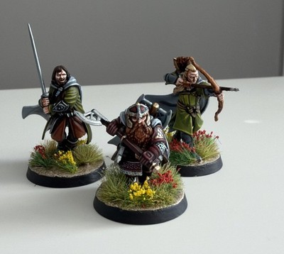 GW LOTR The Three Hunters Aragorn Legolas Gimli Pro Painted MESBG 