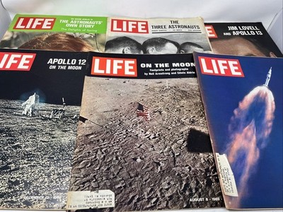 Life Magazine MOON SHOT LOT OF 7 - Landing NASA Armstrong Aldrin Apollo 12 13 7