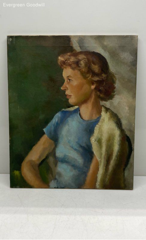 Oil on Canvas Portrait of Woman 20x24 Inches
