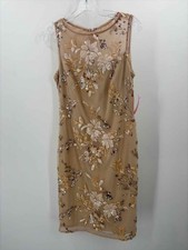 Pre-Owned Calvin Klein Tan Size 4 Knee Length Sleeveless Dress