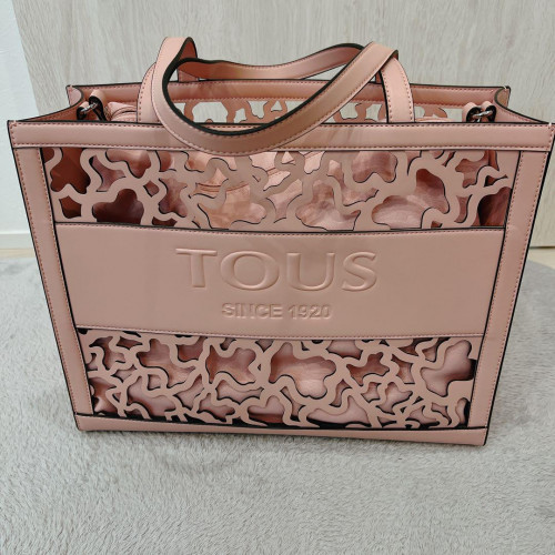 TOUS bear pattern tote bag Peach With inner bag [Near mint 