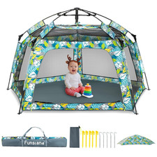 Baby Playpen Pop-Up Tent - Outdoor  Indoor Play Tent for Beach with Canopy Trav