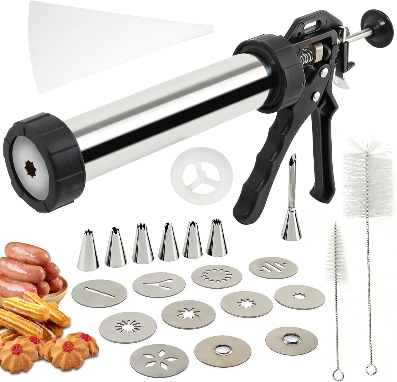 Gebäckpresse für Spritzgebäck Edelstahl Churro Presse Maker Maschine Spritzge...