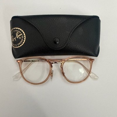 Ray-Ban RB7140 Optical Eyeglasses Frames, Gold/Transparent Pink, 49-20-150