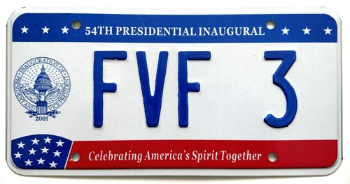 2001 Presidential Inaugural License Plate - Washington D.C.