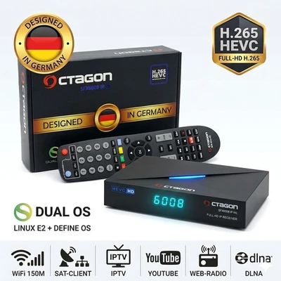 OCTAGON SFX6008 IP WL HD H.265 HEVC E2 Streamer Box Linux Smart TV Receiver - Bild 1 von 4