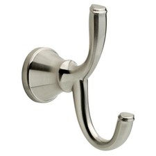 NEW Delta Lorain Collection Double Robe Hook Brushed Nickel Bath Accessory Wall