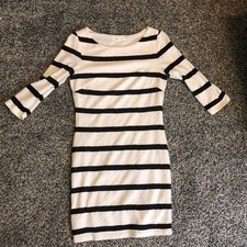 Whiteblack stripe lace dress small quarter sleeve