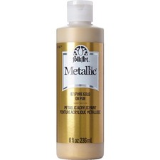 Metallic Acrylic Craft Paint, Pure Gold Color, High Shine Finish, 8 fl oz Bottle