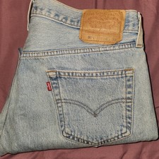 Vintage 90s Levis 501 Mens 36x30 Light Wash Button Fly Straight Leg Jeans