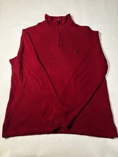 Polo Ralph Lauren Men's Mock Neck 1/4 Zip Cotton Knit Sweater Red M