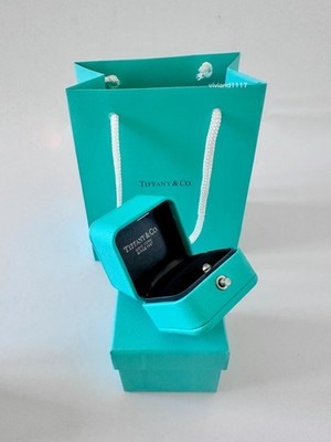 Tiffany & Co Blue Leather Empty Ring Box and Blue Gift Box & shoppingbag 3pc set