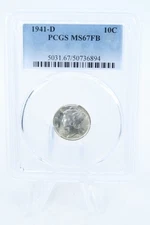 1941-D PCGS MS67FB Mercury Dime Business Strike 10C