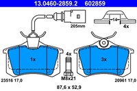 ATE 13.0460-2859.2 BremsbeläGe Set, Scheibenbremse FüR Ford, Seat, VW