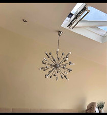 Modern Sputnik Chandelier Ceiling Light Silver Metal Hardwired Indoor 12+ Lights