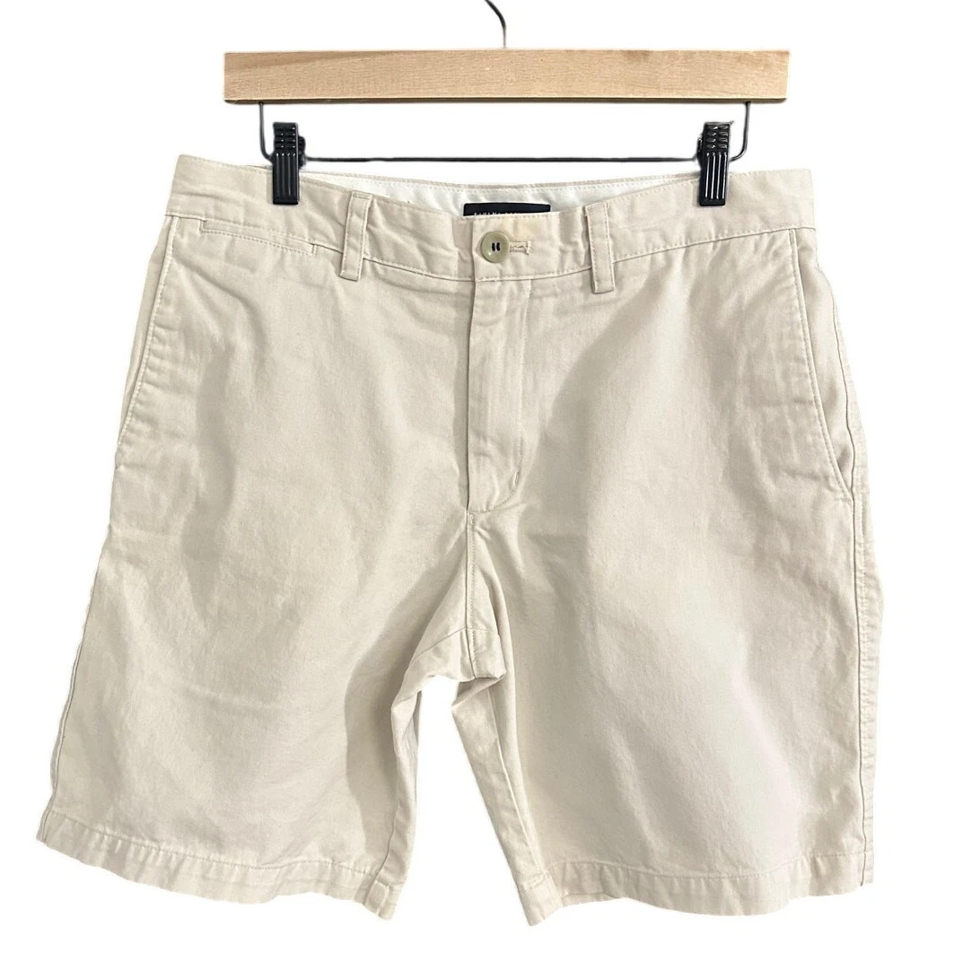 Banana Republic Light Khaki Flat Front Cotton Chino Shorts Size 32