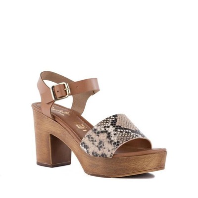 ANTHROPOLOGIE Seychelles Jump For Joy Platform Sandal Beige Python Size 9